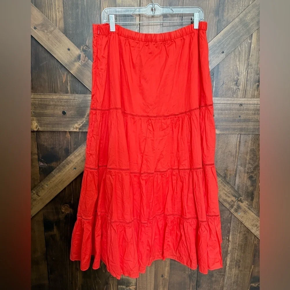 NEW J.CREW Burnt Orange Tiered Midi Skirt Size XLT (tall)